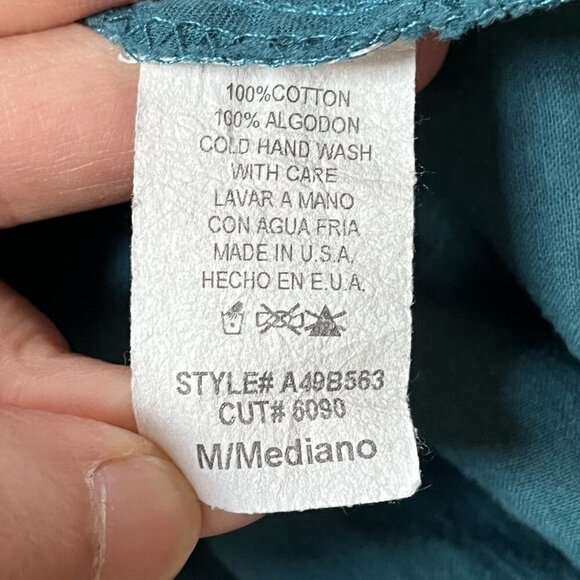 Vintage 90s Y2K Teal Cap Sleeve Slim Fit Feminine Blouse With Lace Accents - Picture 3 of 9